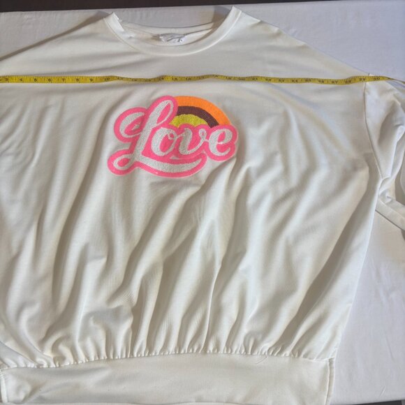 DaDa White "Love" Sweatshirt with Sequin Detail - Size M - Picture 5 of 11